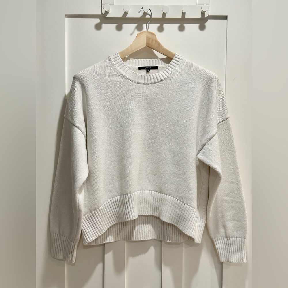 Quince 100% Organic Cotton Boyfriend Sweater in Ivory White